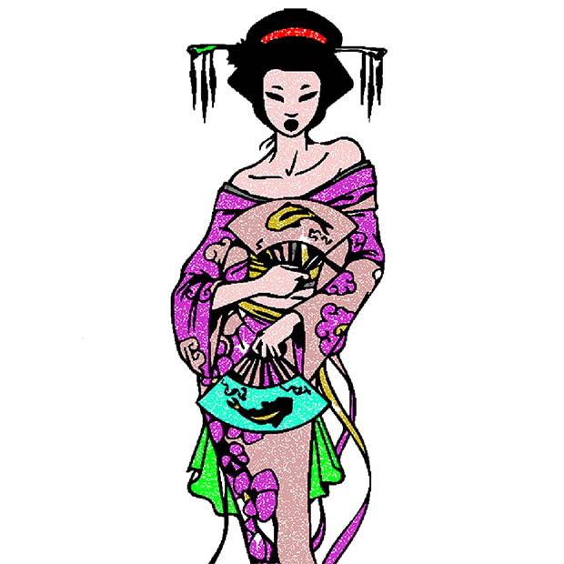 Japanese Glitter Color by Number - Adult Coloring Book