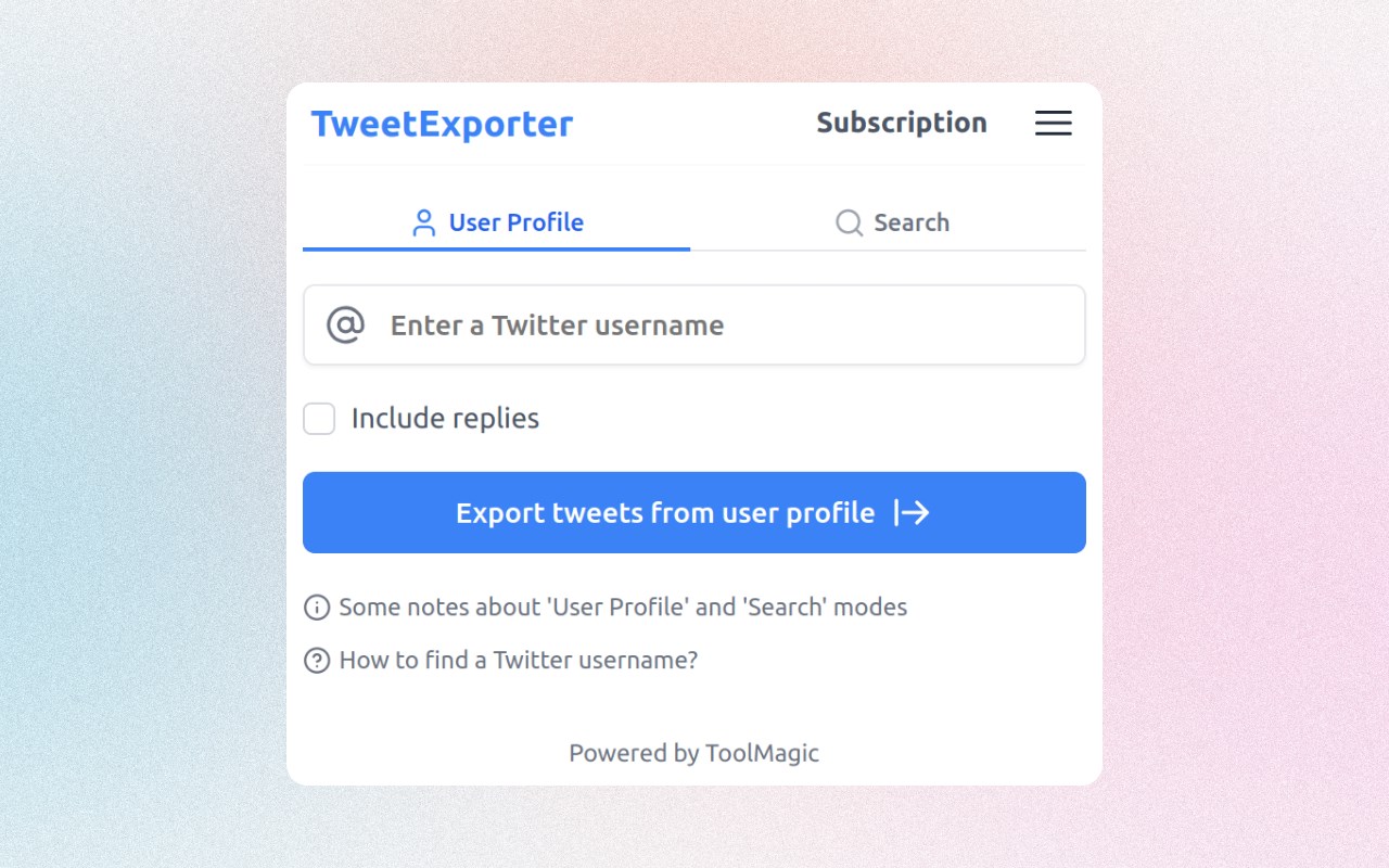 TweetExporter - Export Tweets From Any User