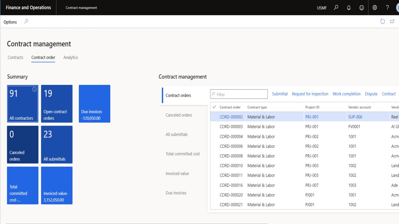 Snapshot 4 of Contract Management Software on Microsoft Dynamics 365