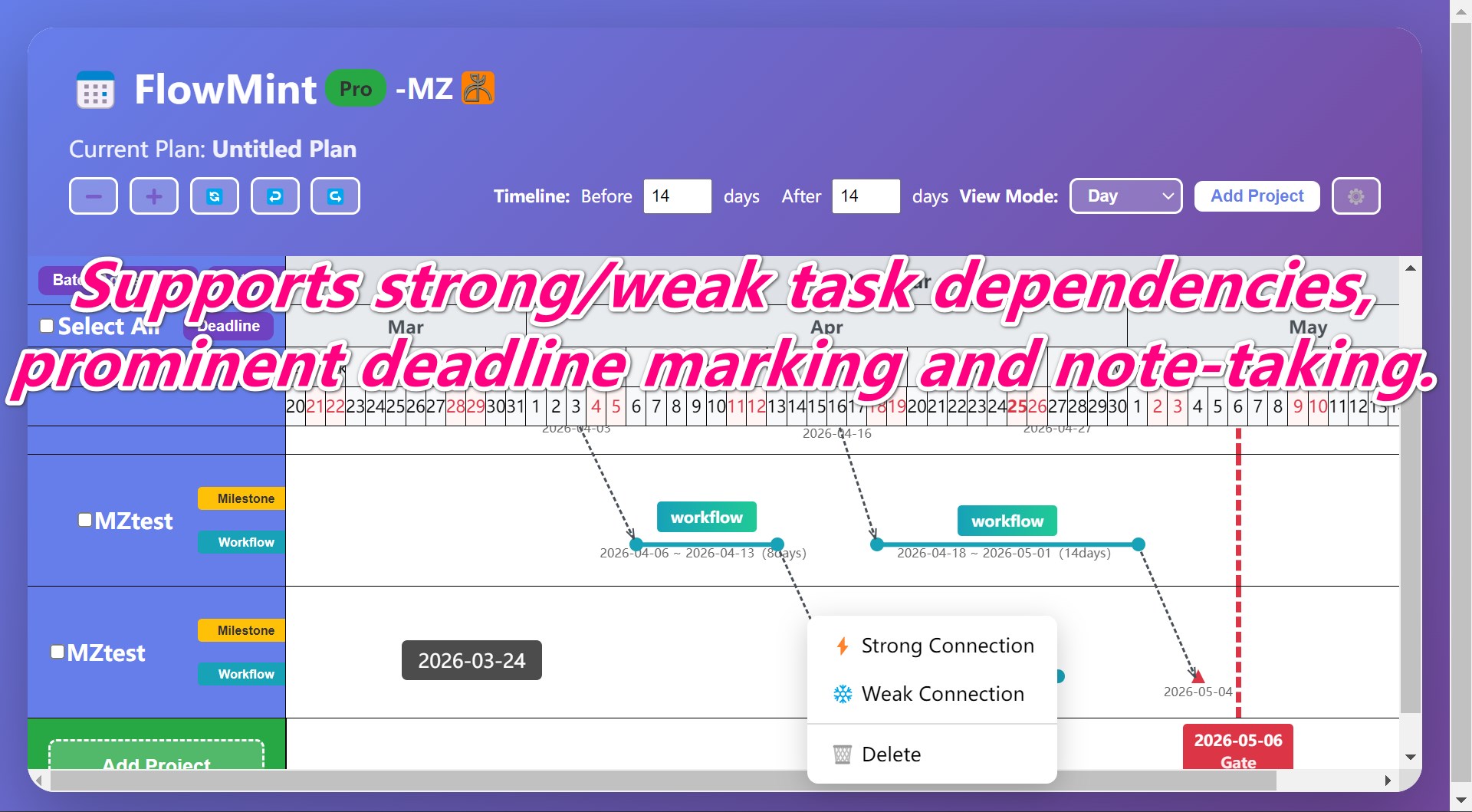 MZ-FlowMint - | Gantt Chart | Project Management | Scheduling Tool | Work Planning | Comprehensive Planning screenshot