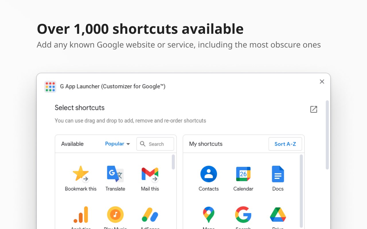 G App Launcher (Shortcuts for Google™)