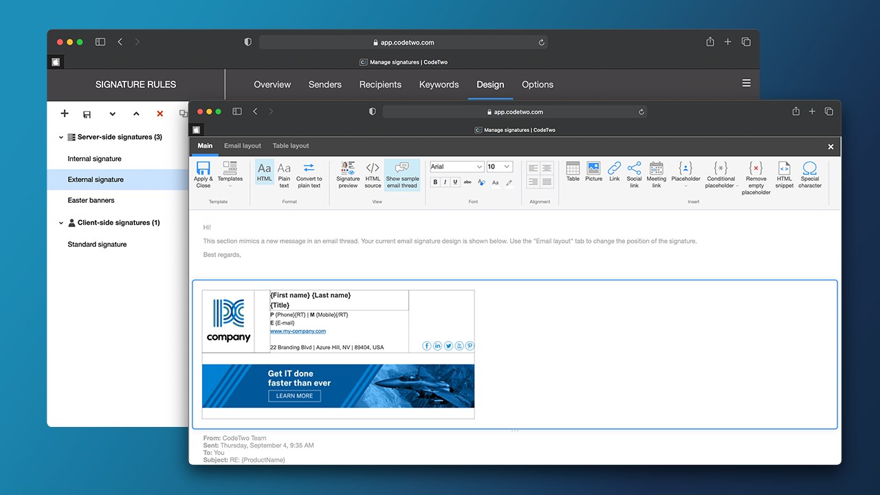 Snapshot 4 of CodeTwo Email Signatures 365