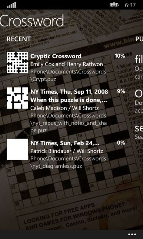 All Mobile Crossword Screenshots 1