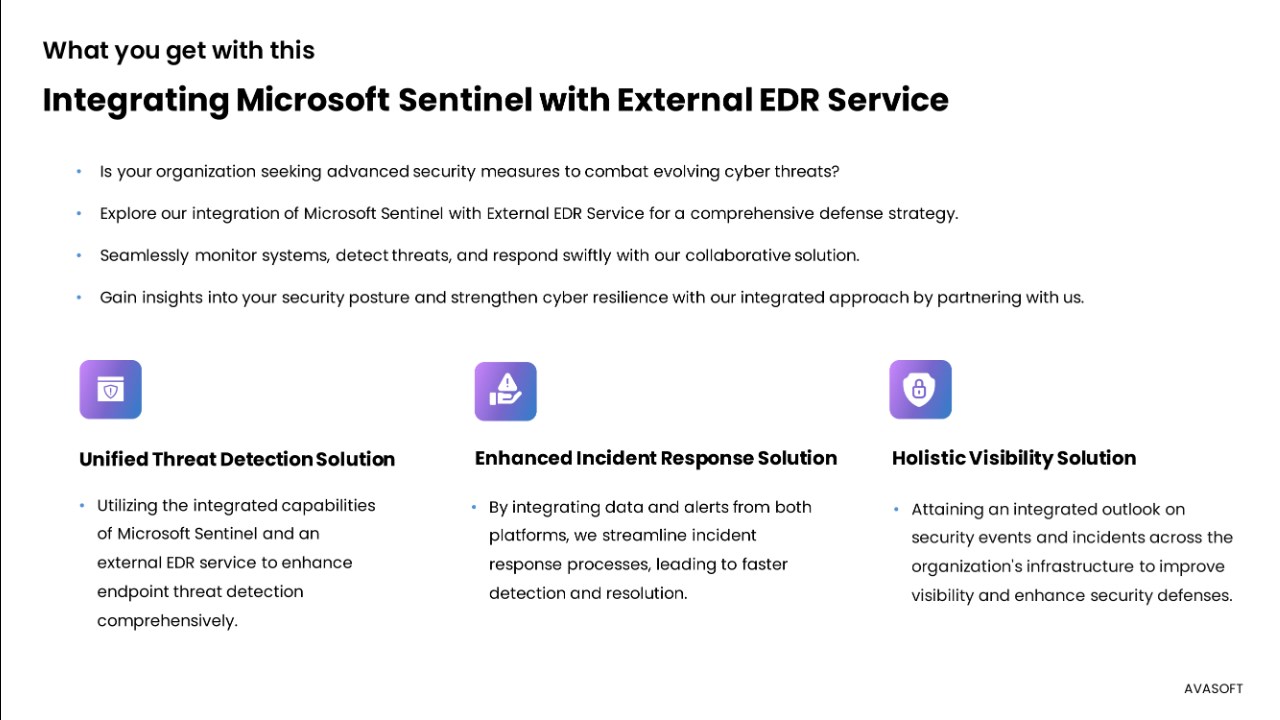 Snapshot 1 of Microsoft Sentinel Integration with 3rd Party EDR Solutions by AVASOFT