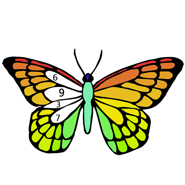 Butterfly Color by Number - Animals Coloring Book