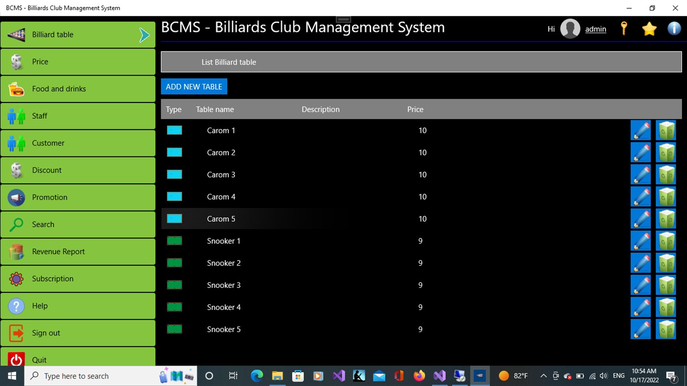 #4. BCMS - Billiards Club Management System (Windows) โดย: hoangdangal