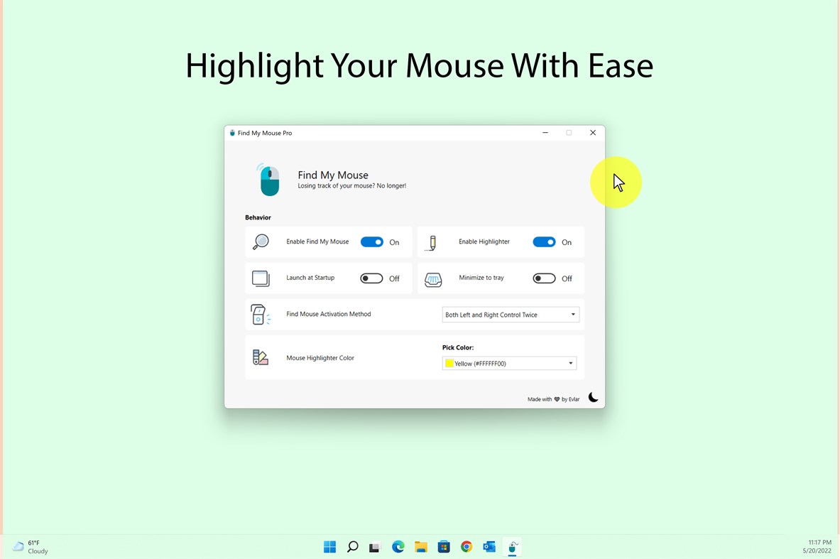 #1. Cursor Highlighter and Finder (Windows) 게시자: EvlarSoft LLC