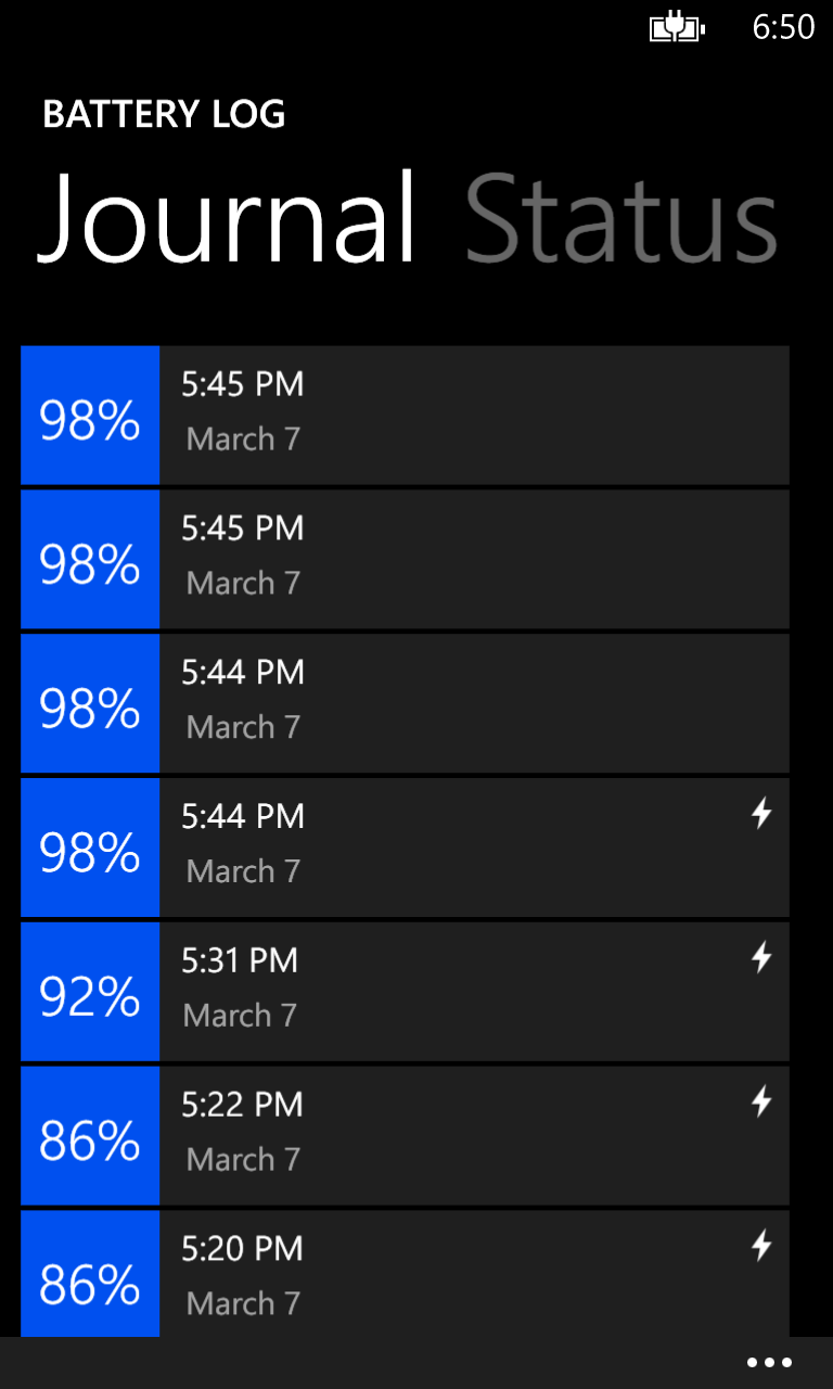 Battery Log for Windows 10 Mobile
