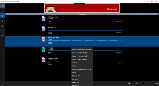 Turbo Download Manager UWP screenshot