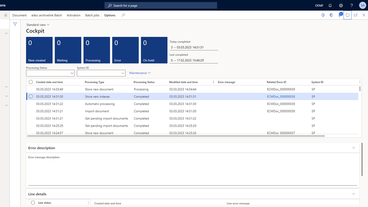 Snapshot 3 of edoc archivelink for Dynamics 365 FO