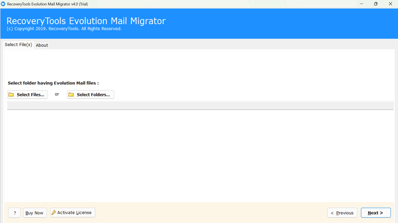 Snapshot 3 of RecoveryTools Evolution Mail Migrator