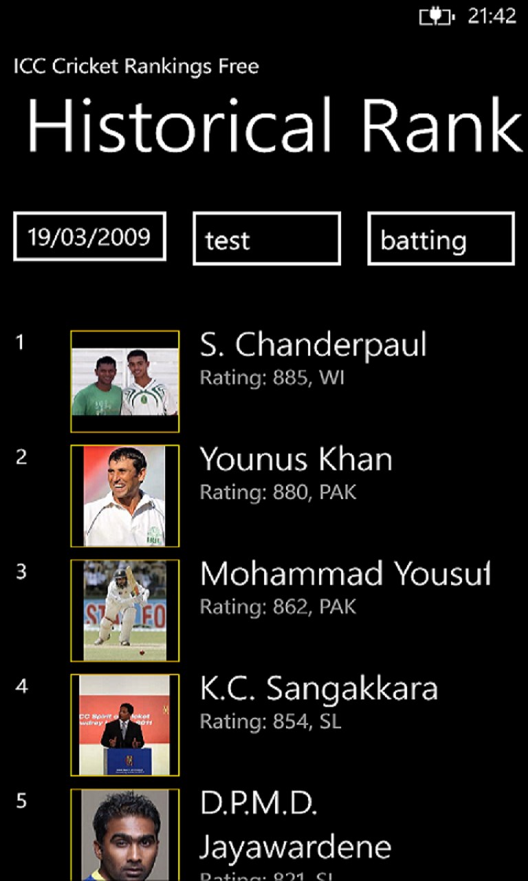 ICC Cricket Rankings Free for Windows 10 Mobile