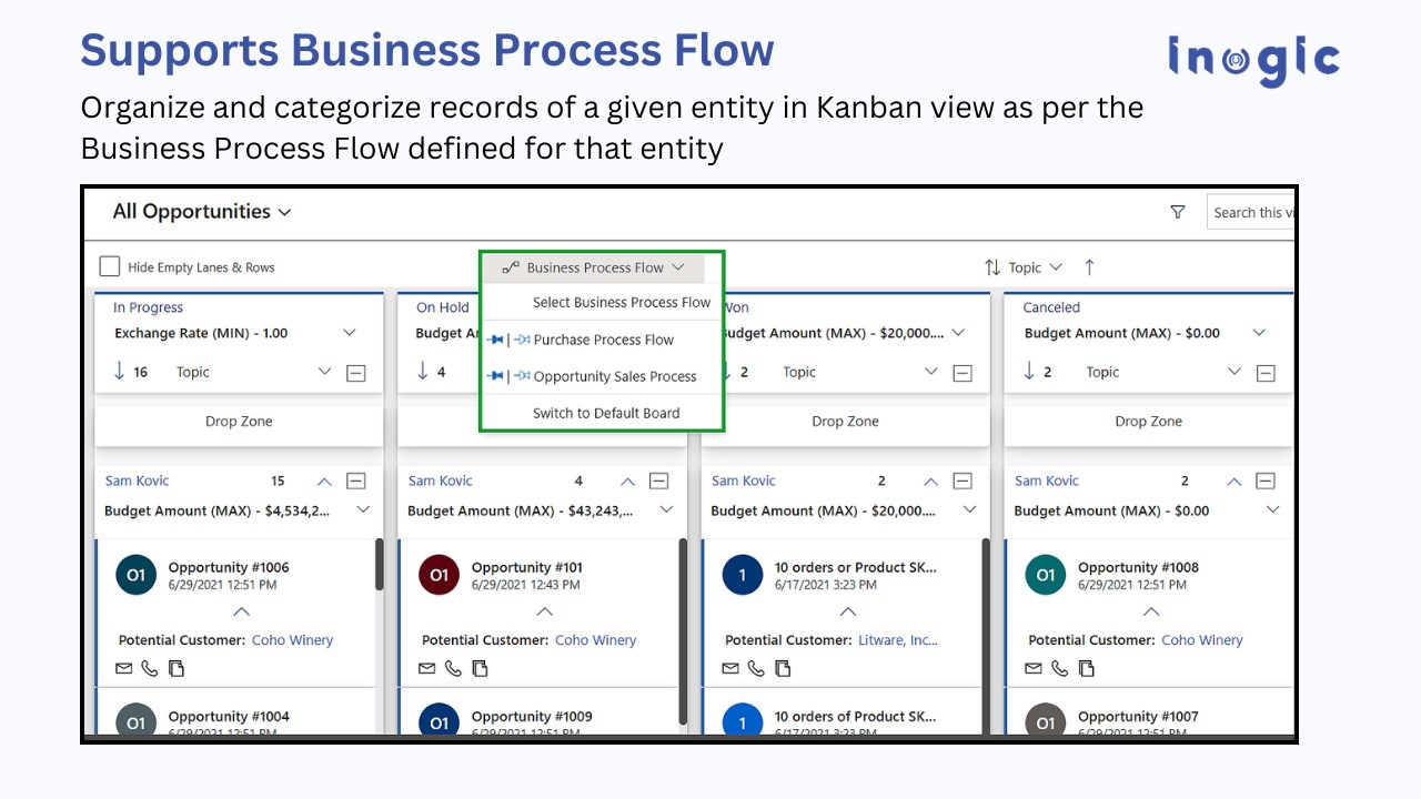 Snapshot 4 of Kanban View for Dynamics 365 CRM Data - Kanban Board