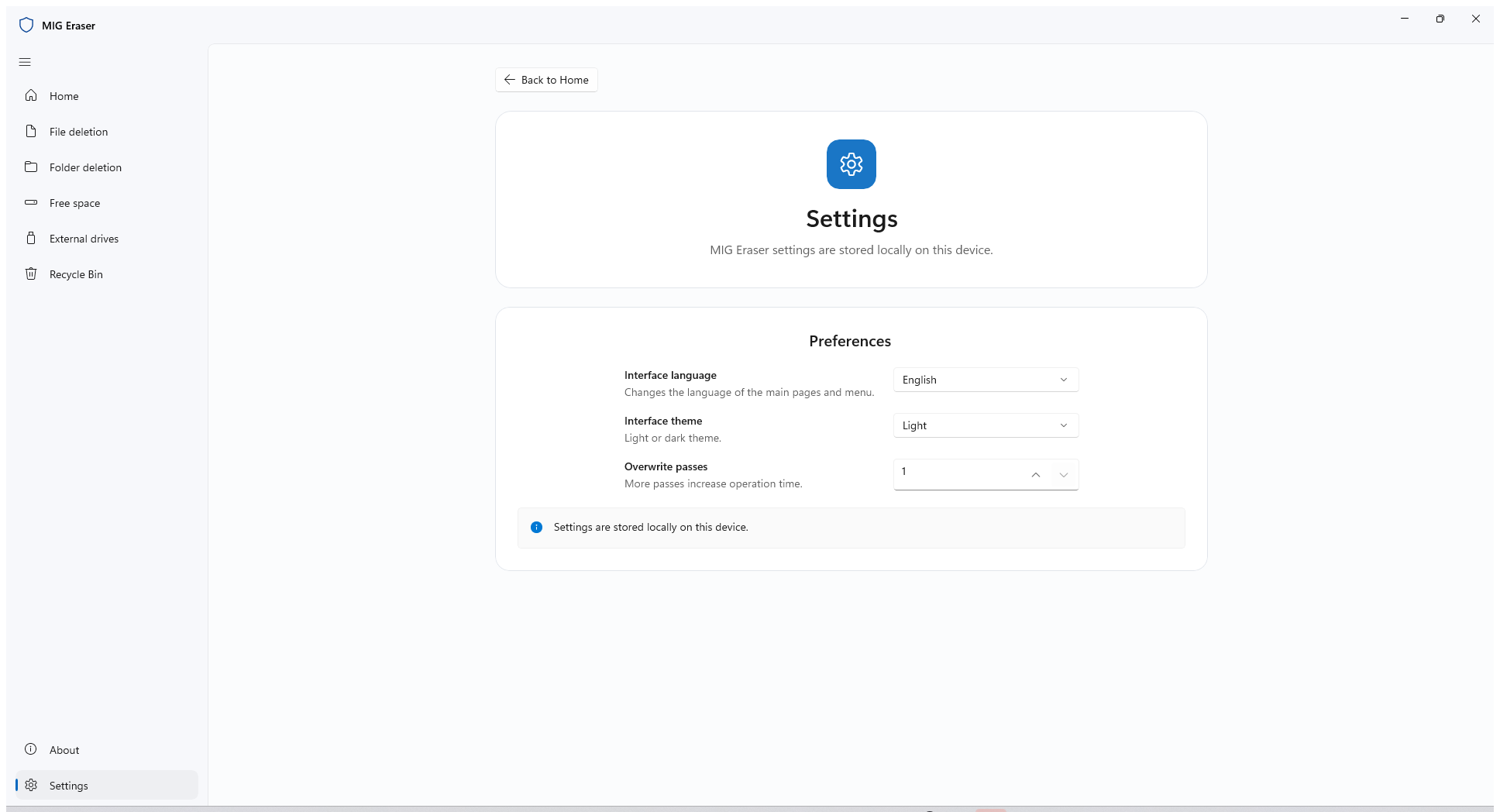 MIG Eraser screenshot