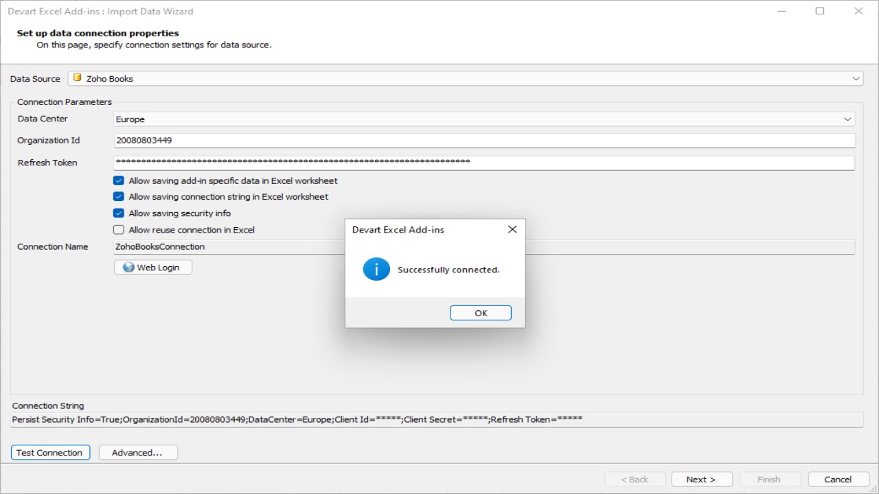 Snapshot 1 of Devart Connector for Zoho Books from Excel