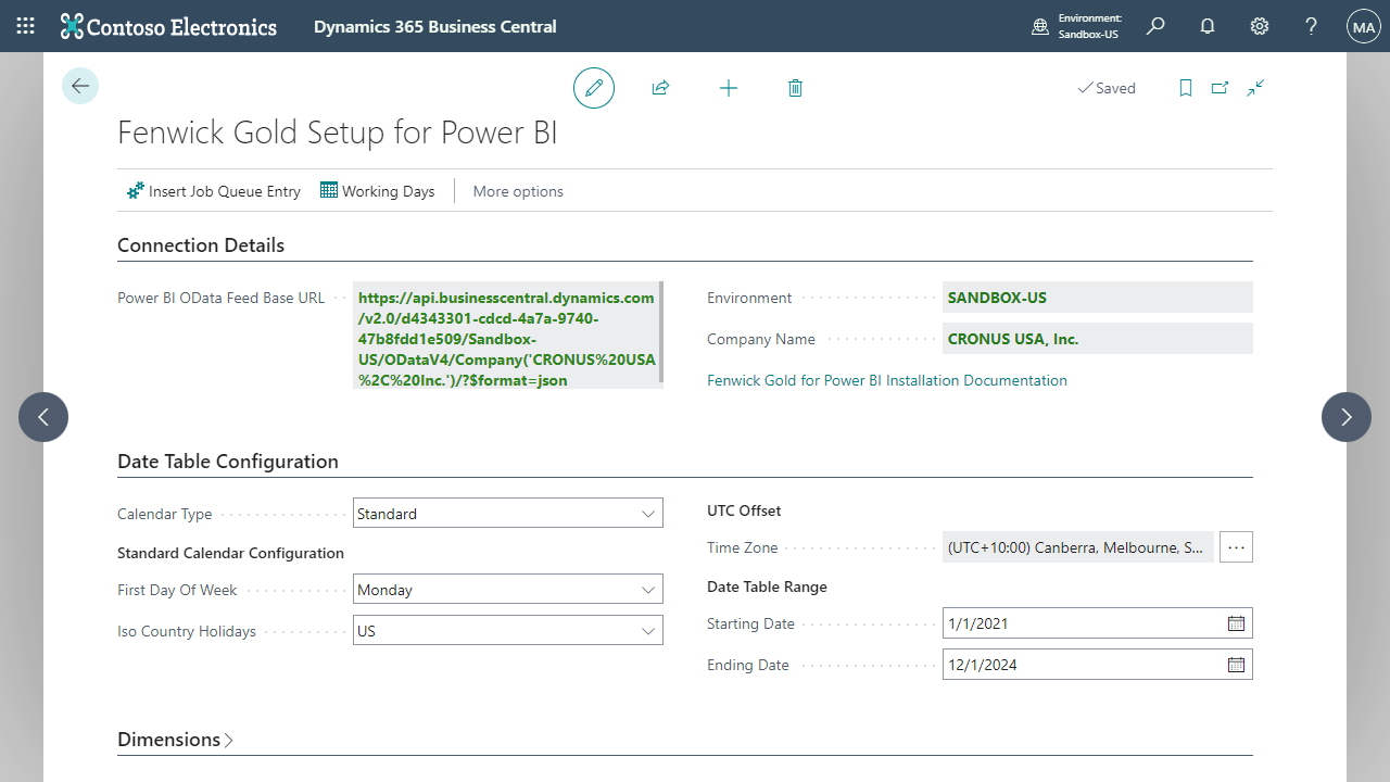 Snapshot 2 of Fenwick Gold Finance Connector for Power BI
