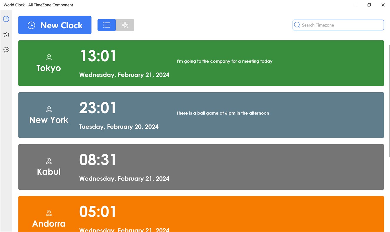 #2. World Clock - All TimeZone Component (Windows) 由: Moonlight Tidal Technology