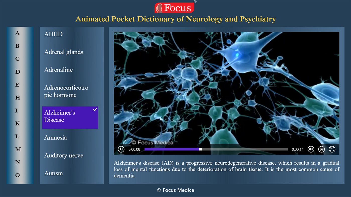 #2. Neurology and Psychiatry - Dictionary (Windows) 来自: Focus Medica India Pvt Ltd