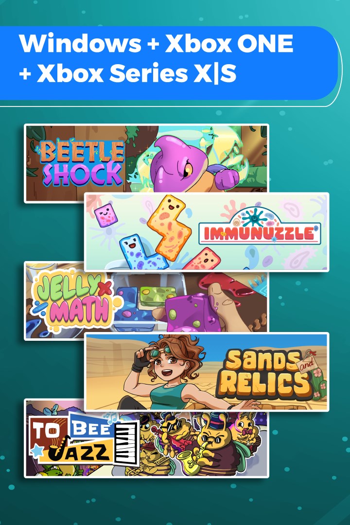 Beetle Shock + Immunuzzle + Jelly Math + Sands and Relics + To bee Jazz (Bundle) | Xbox | Chiave | Privato