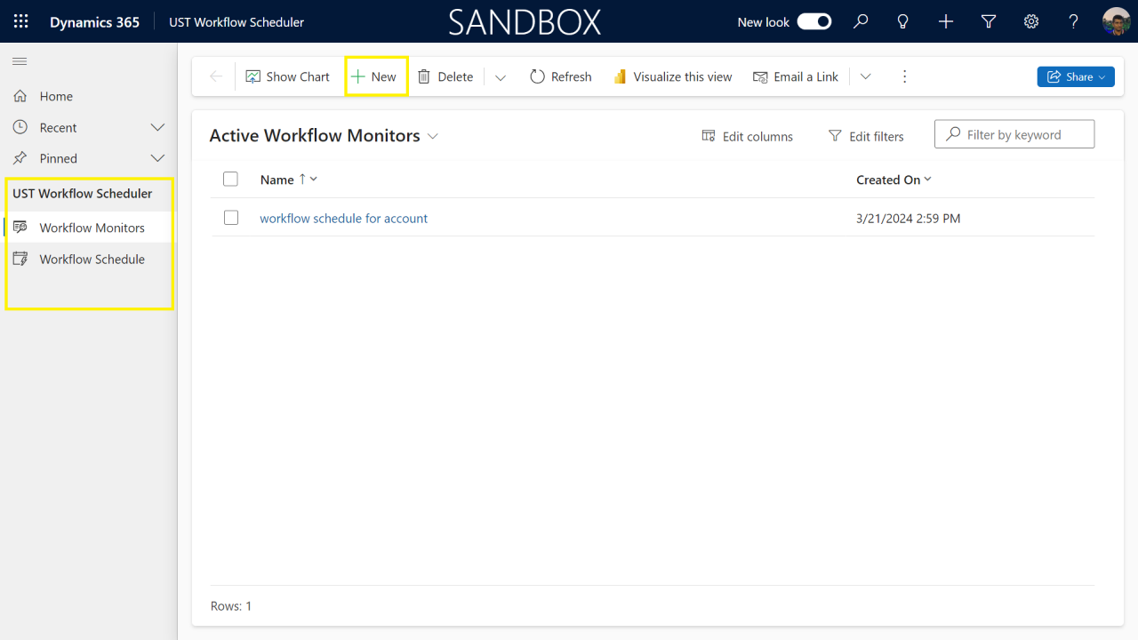 Snapshot 1 of UST Workflow Scheduler for Dynamics 365