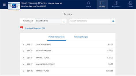 American Express Screenshot