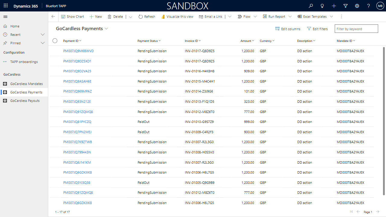 Snapshot 6 of GoCardless for Dynamics 365 Sales - TAPP