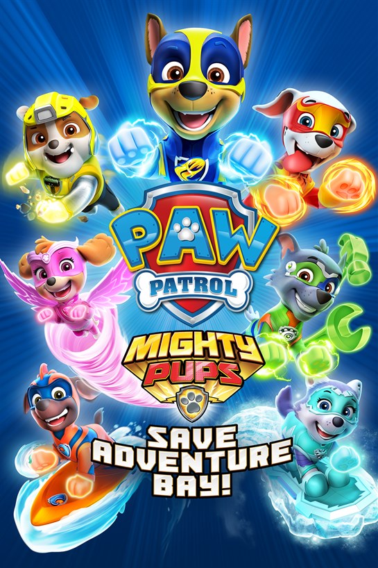 Toma de caja de Paw Patrol La poderosa patrulla CANINA salva Bahía Aventura.