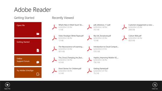 Adobe Reader Touch screenshot 1