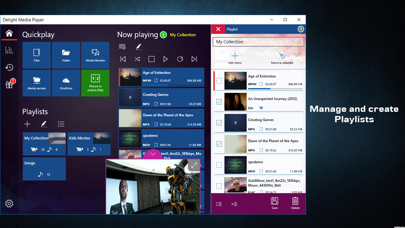 #9. Delight Media Player (Windows) 由: ASFCRTVAPPS