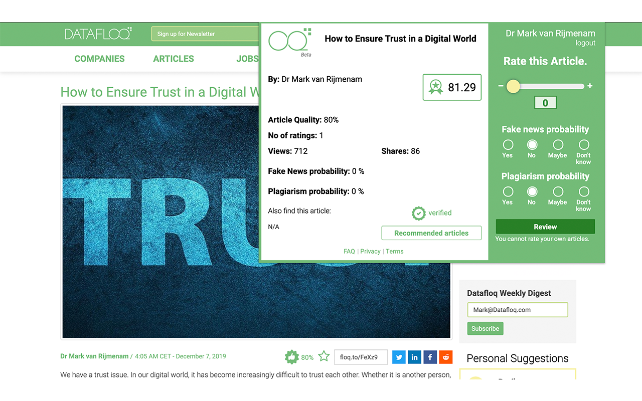 Datafloq plugin: rate content-improve the web