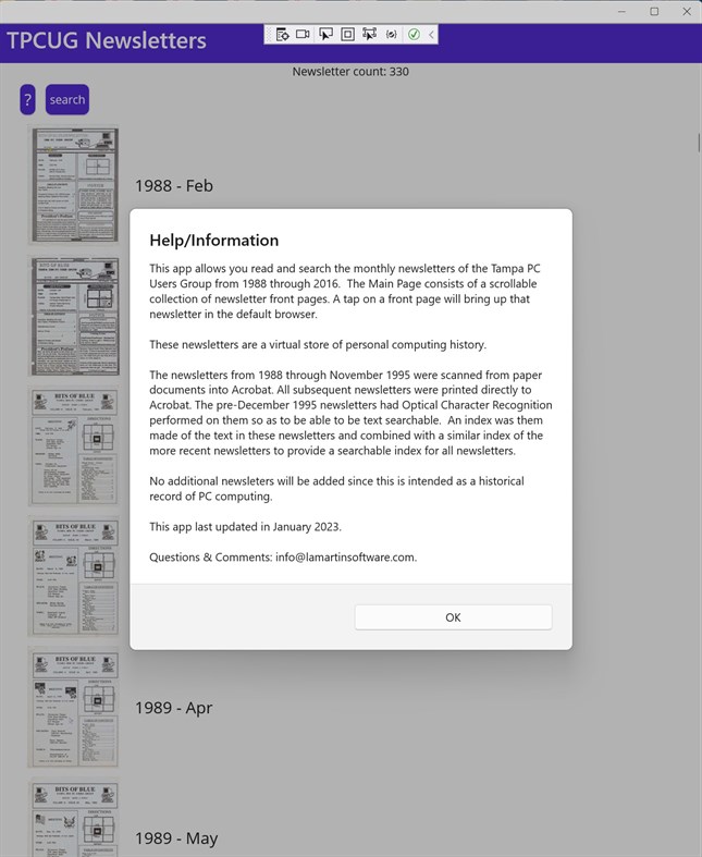 #2. TPCUG Newsletter (Windows) 게시자: LaMartin Software
