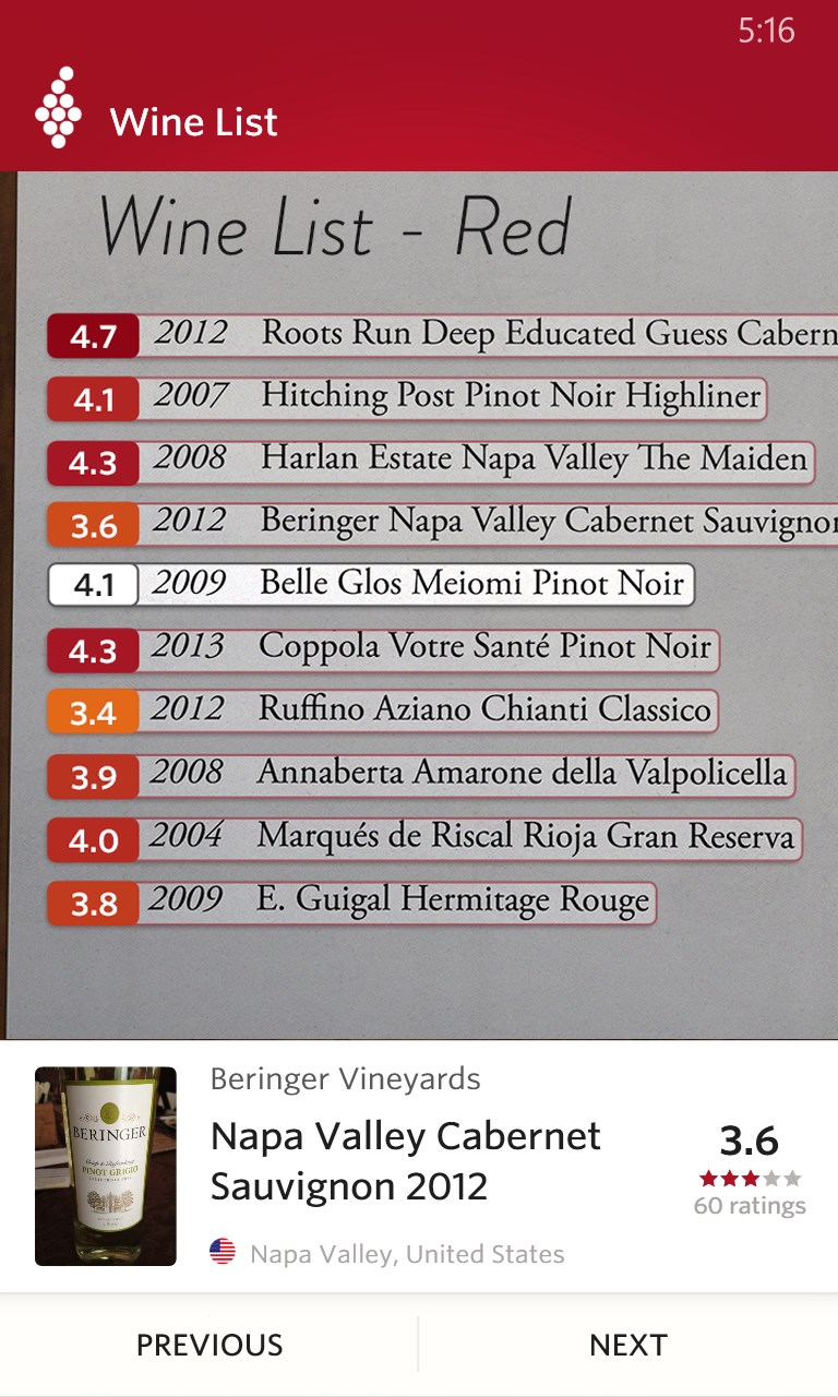 Vivino Wine Scanner for Windows 10 Mobile