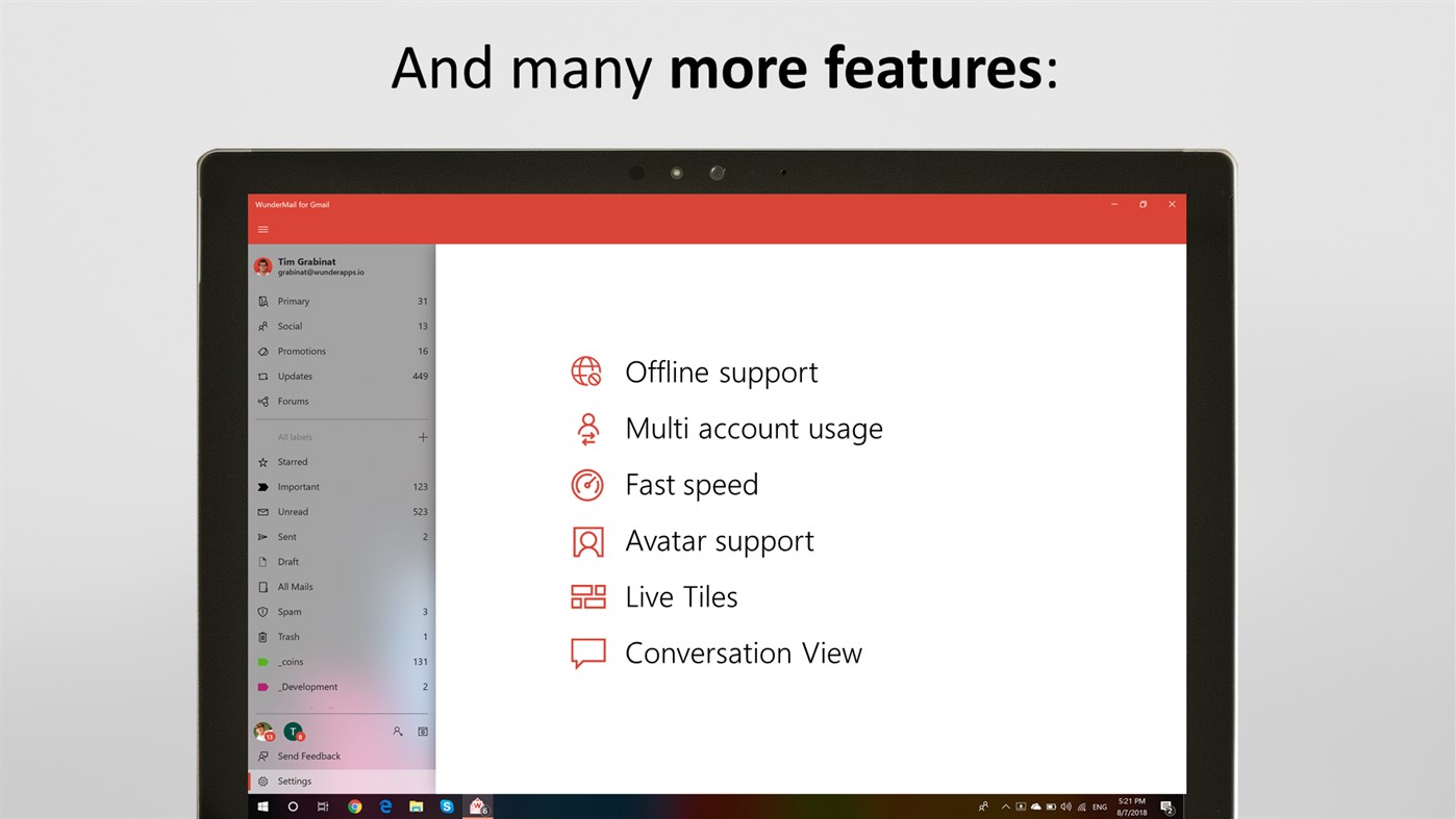 #6. WunderMail - Native Mail App (Windows) 由: Tim Grabinat