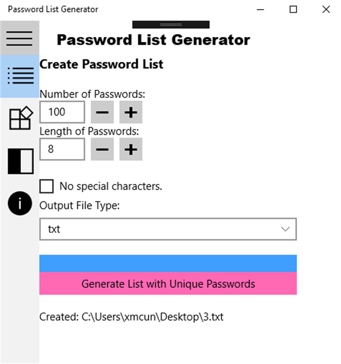 Password List Generator - PC - (Windows)