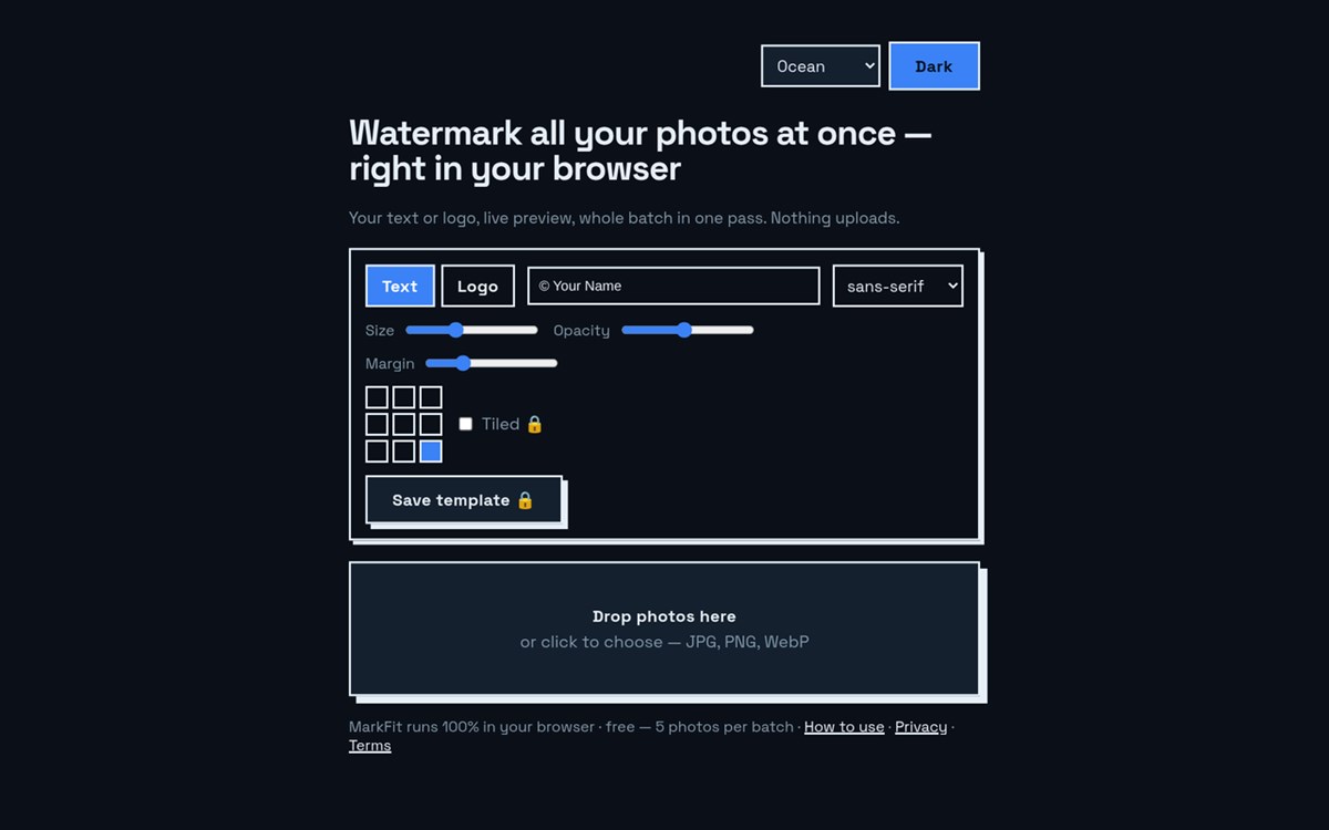 Watermark Photos in Bulk, No Upload | MarkFit