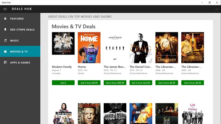 Screenshot: Movie and TV discounts and offers