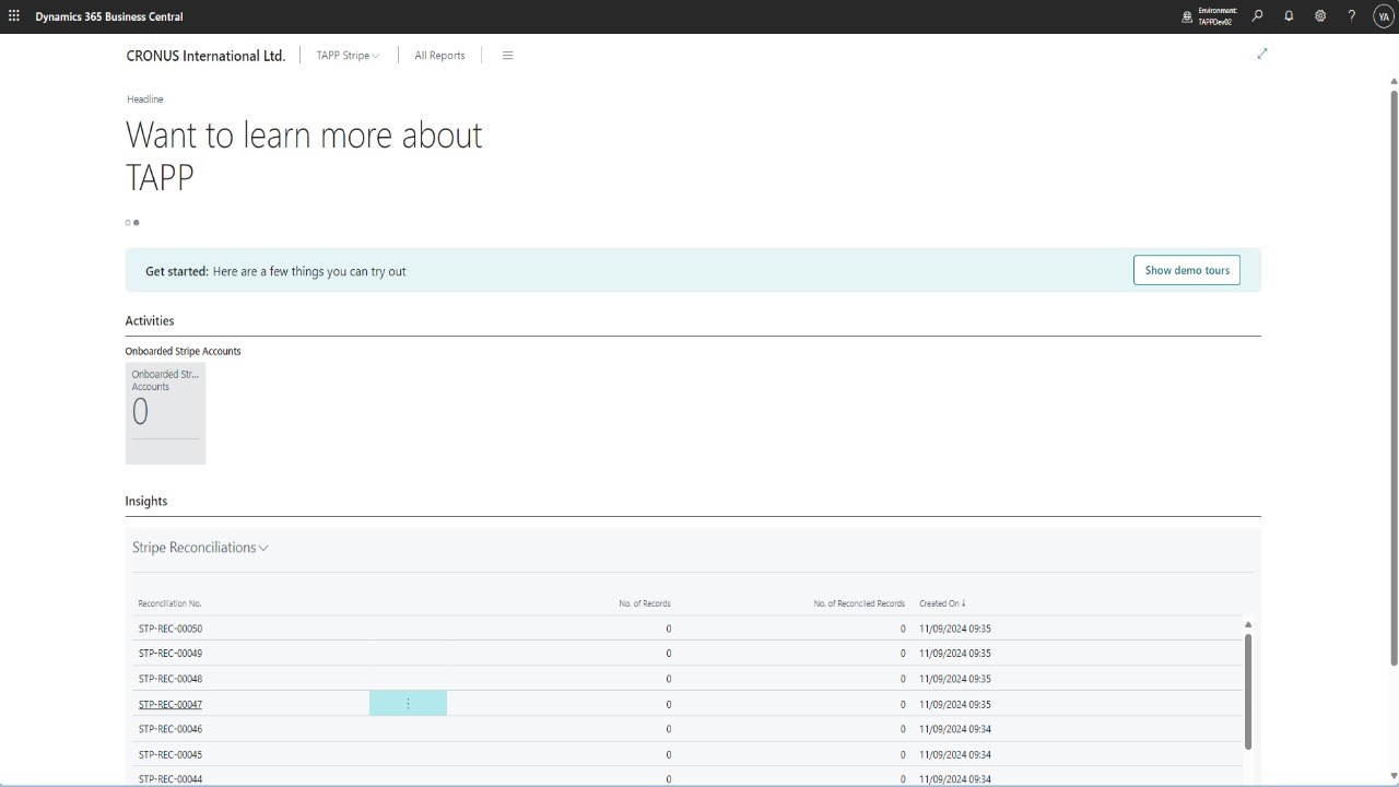 Snapshot 1 of Stripe for Microsoft Dynamics 365 Business Central - TAPP