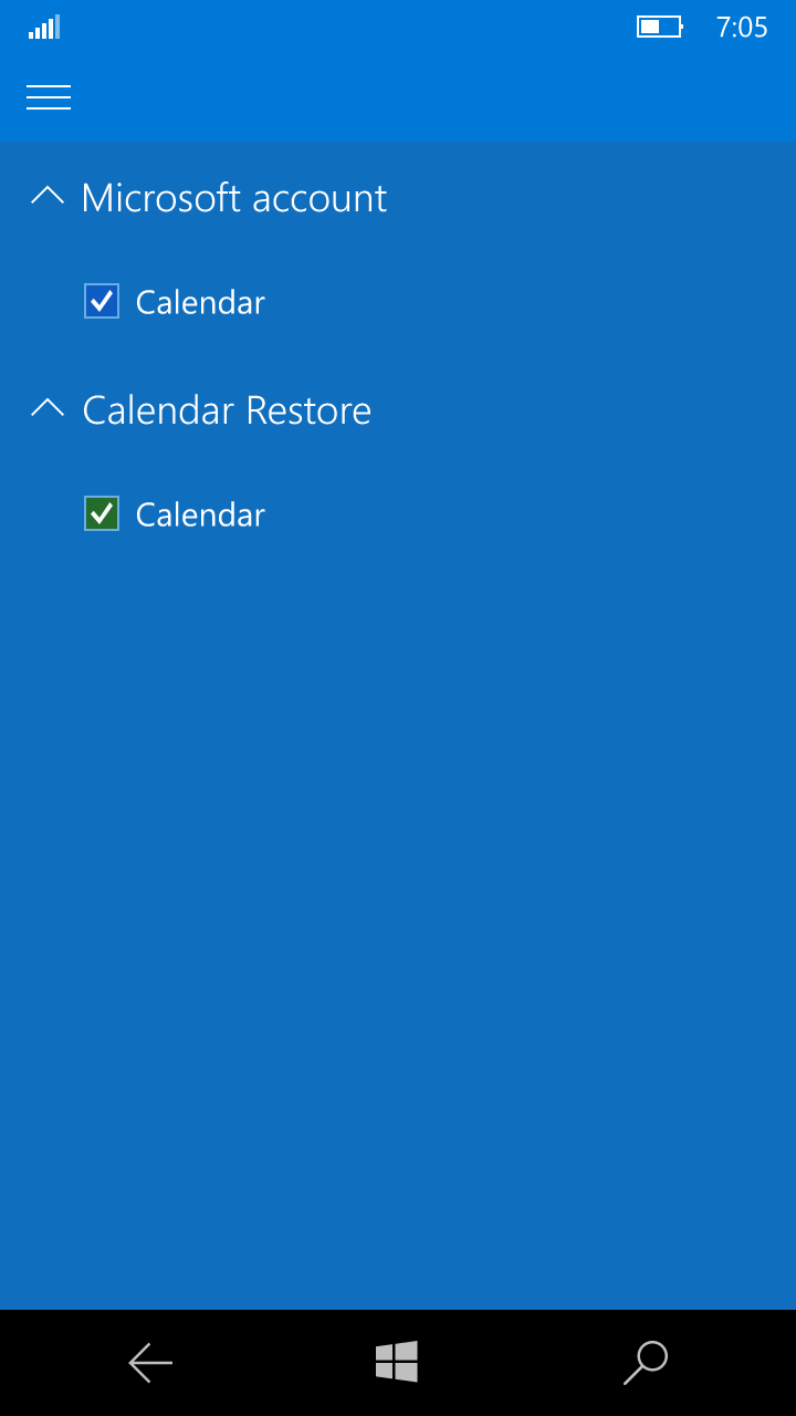 Calendar Restore for Windows 10 Mobile