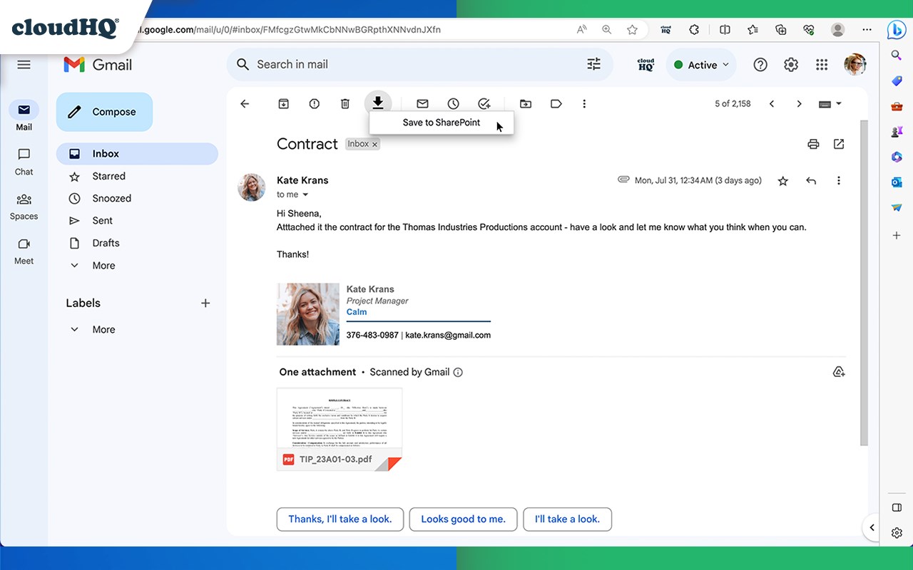 Save or Back up Gmail Messages to SharePoint