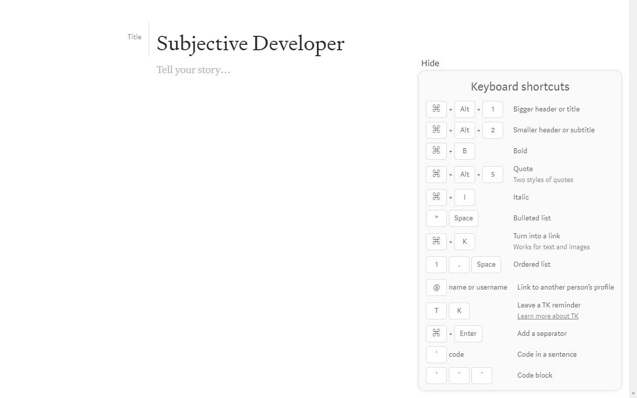 Medium Shortcuts