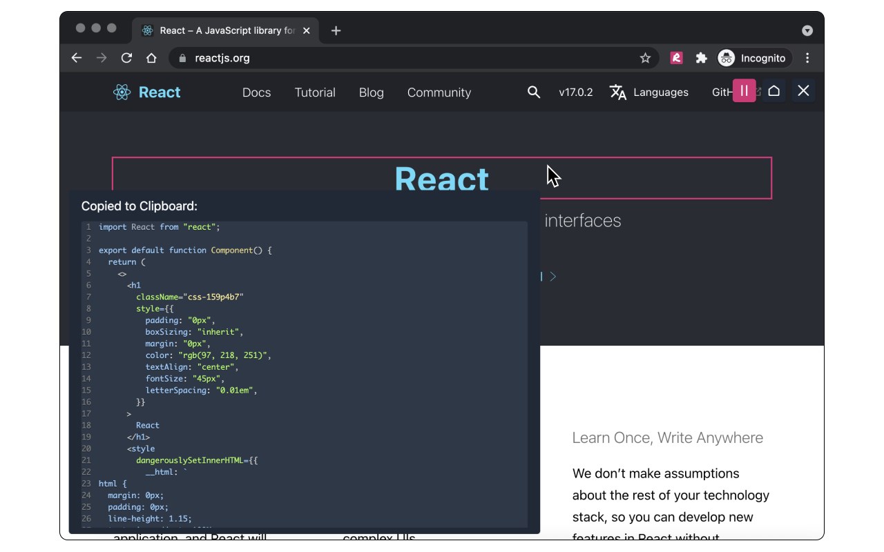 HTML to React