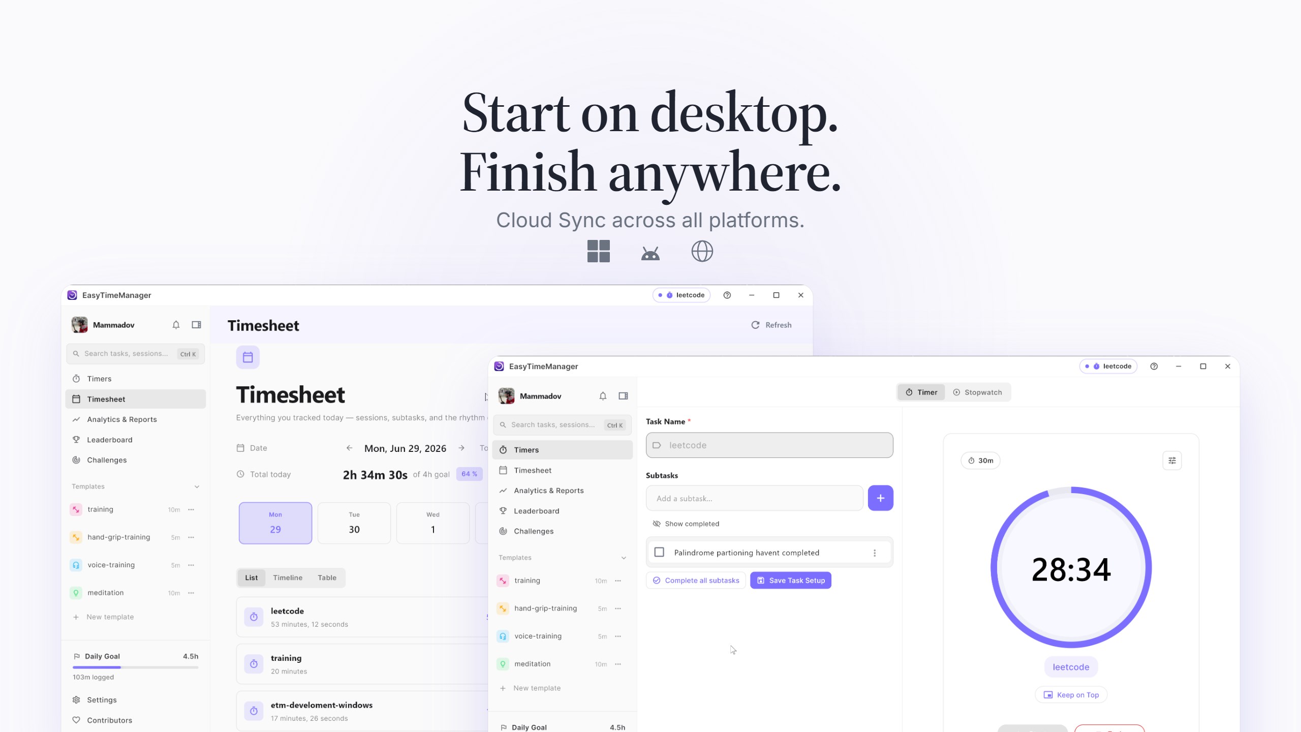EasyTimeManager: Track Time , Stay in Flow screenshot