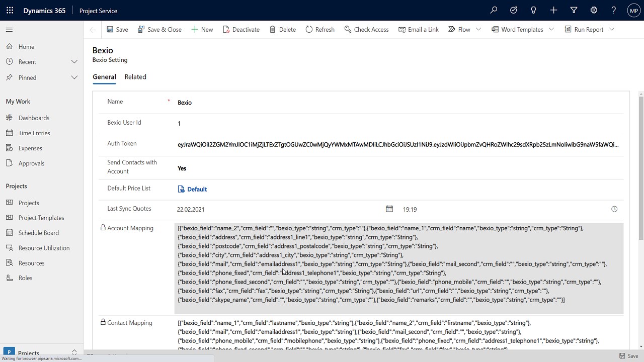 Snapshot 3 of Dynamics 365 Bexio Integration