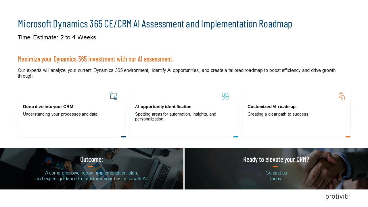 Snapshot 2 of Dynamics 365 CE/CRM AI Assessment & Implementation Roadmap: 2-4 Week Assessment