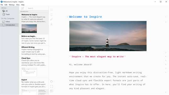 Inspire — Minimalist Markdown Editor for Notes and Distraction-free Writing screenshot 2