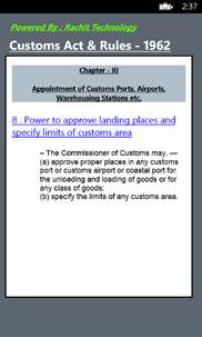 Customs Act & Rules - 1962 screenshot 3