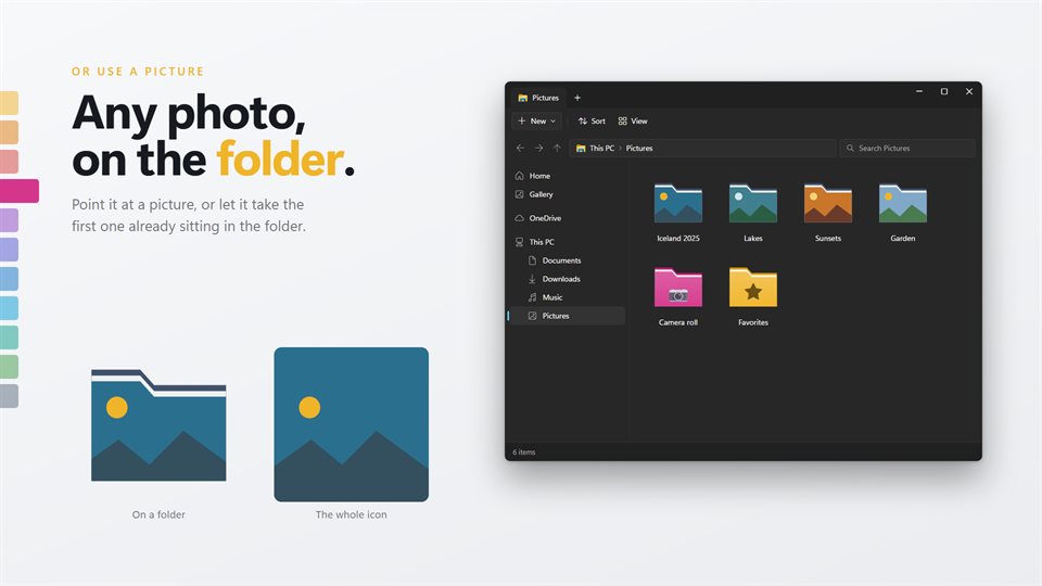 A folder icon made from a photo, on the folder and as the whole icon