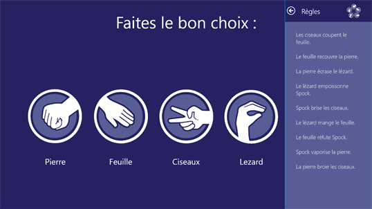 Pierre, feuille, ciseaux, lézard, Spock screenshot 2