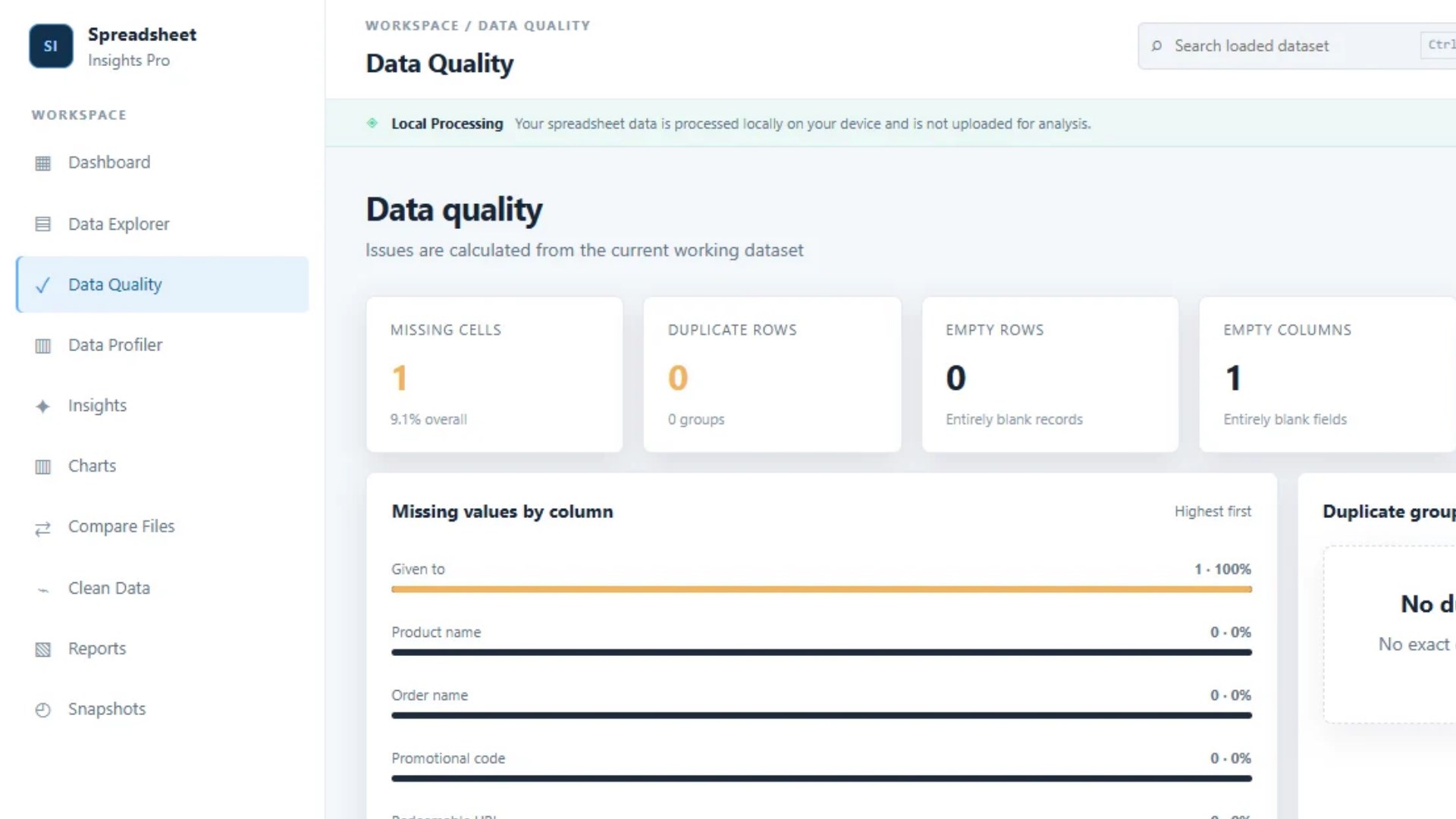Spreadsheet Insights Pro screenshot