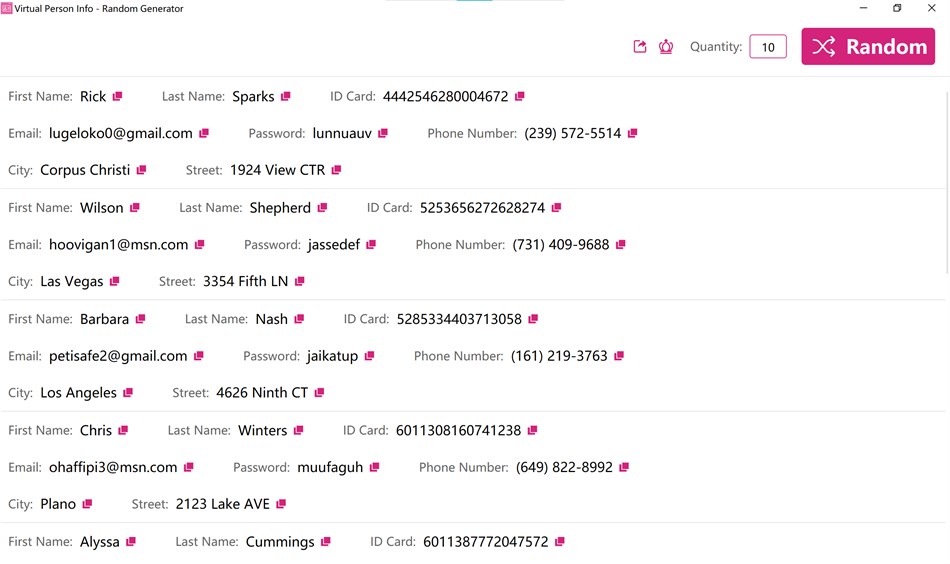 Virtual Person Info - Random Generator (Windows) Podle: White Moonlight